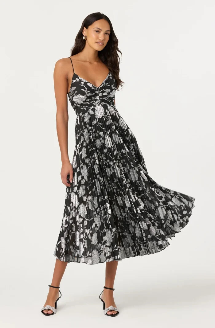 Saoirse Metallic Pleated Dress