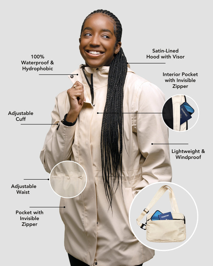 Satin-Lined Packable, Waterproof Lite Rain Jacket