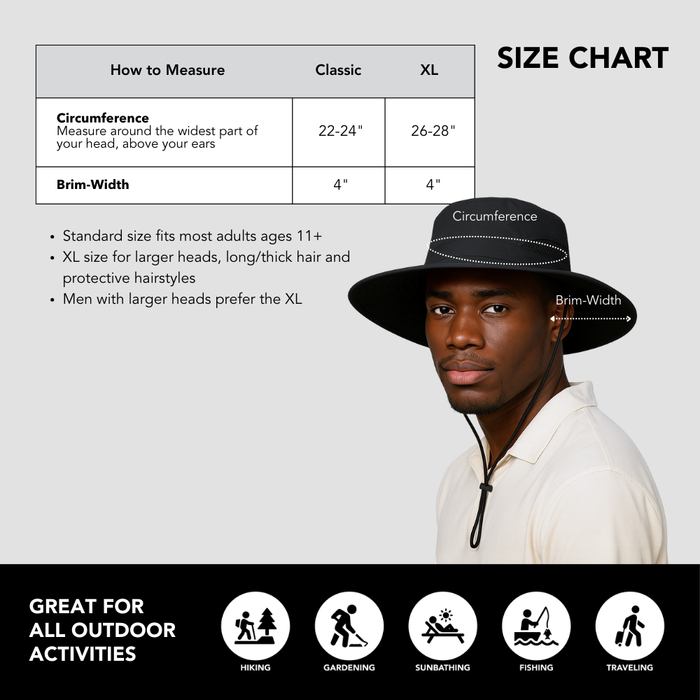 Satin-Lined, Waterproof Men's Sun Hat