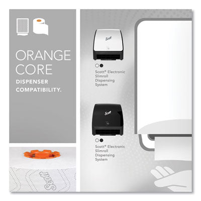 SCOTT 47035 Slimroll Towels, 1-Ply, 8" x 580 ft, White/Orange Core, 6 Roll/Case