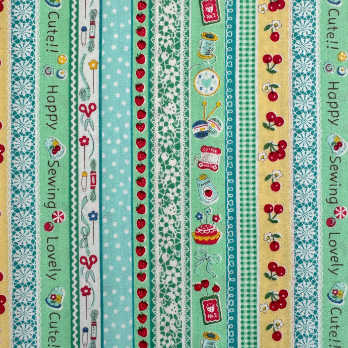 Sewing Ribbon -Green (D) - Atsuko Matsuyama - 30's Collection - Yuwa