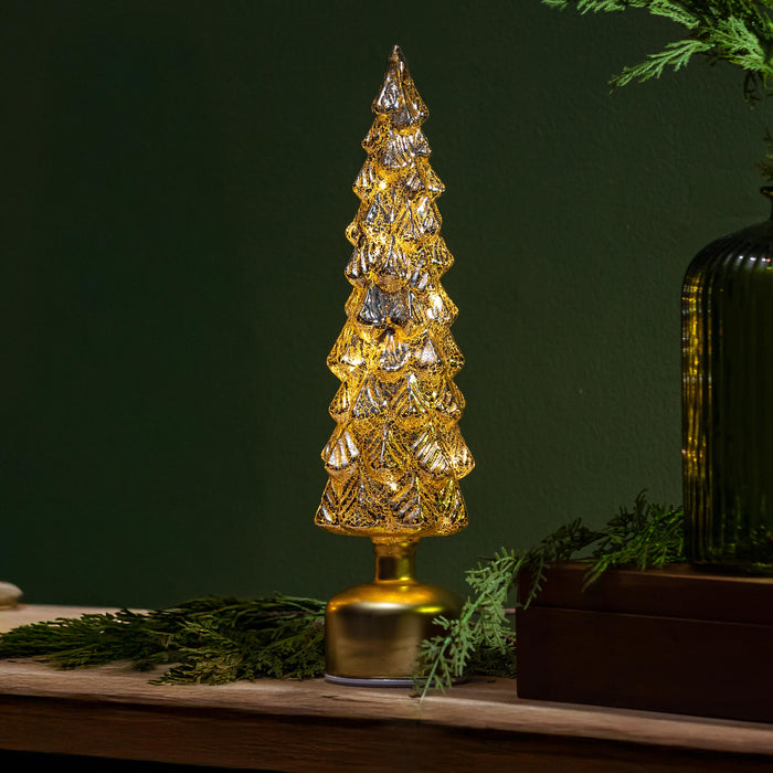 Shades of Green LED Metallic Rotating Tree
