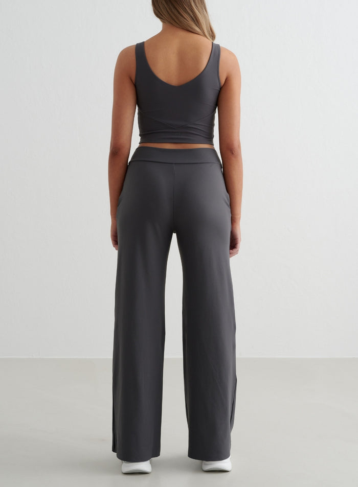Shadow Grey Sense Wide Pants & Bralette Set
