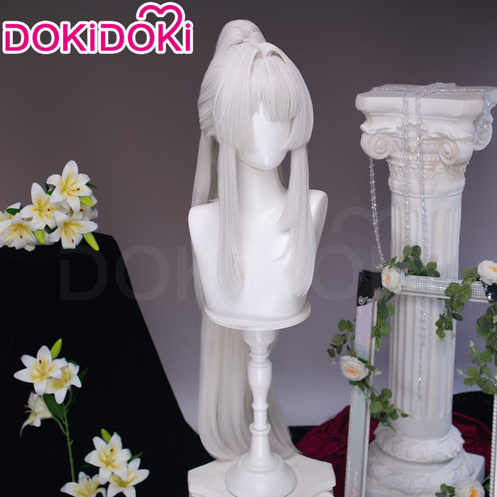 【Short Hair Base Ver Ready For Ship】DokiDoki Game Wuthering Waves Cosplay Hiyuki Wig Long White Hair Ponytail