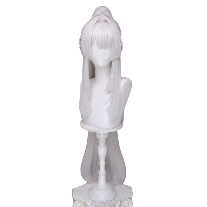 【Short Hair Base Ver Ready For Ship】DokiDoki Game Wuthering Waves Cosplay Hiyuki Wig Long White Hair Ponytail
