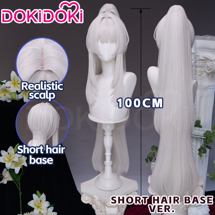 【Short Hair Base Ver Ready For Ship】DokiDoki Game Wuthering Waves Cosplay Hiyuki Wig Long White Hair Ponytail