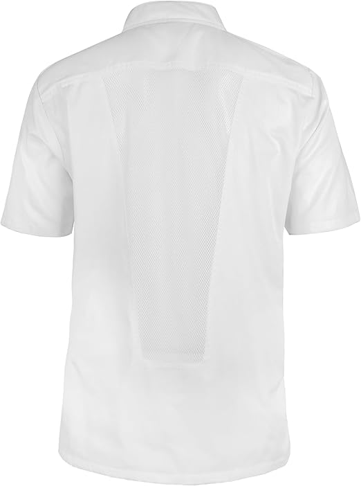 White short sleeve chef's jacket back side