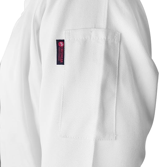 White short sleeve chef's jacket side pocket