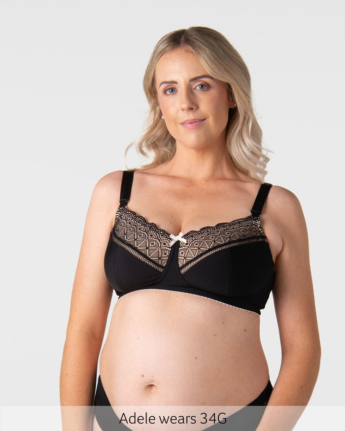 Show Off Full Cup Wirefree Nursing Bra in Black — full coverage, side sling support — Hotmilk Lingerie