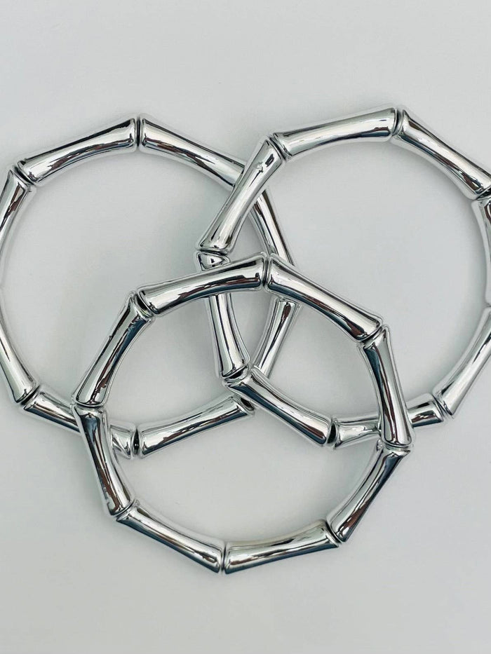 Silver Bamboo Tube Bracelets