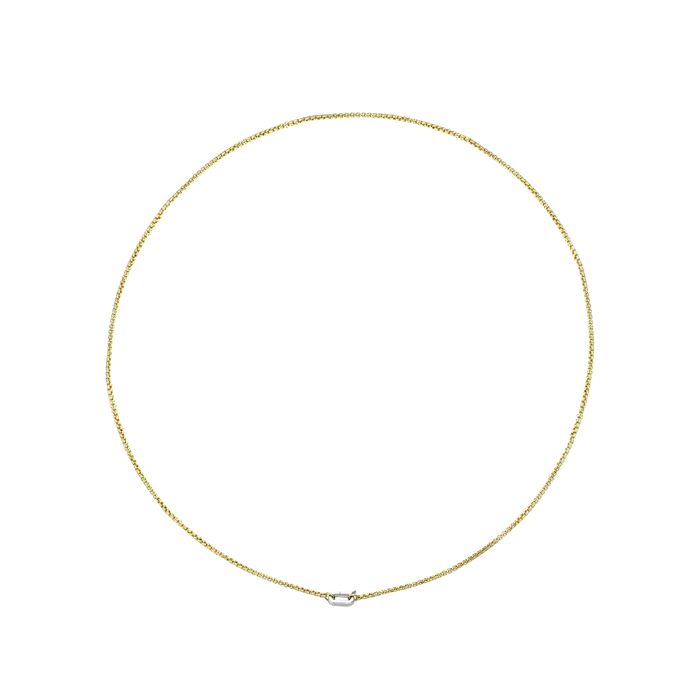 Silver Can Opener Mini Box Slim Gold Chain 18"