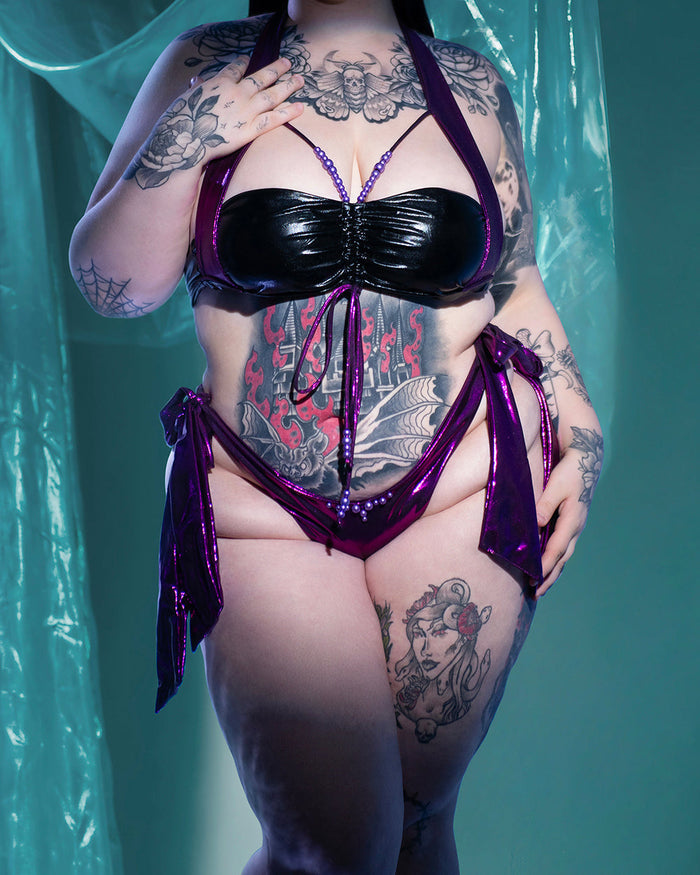 Siren Swimsuit – Sexy Bikini with Halter Tie & Pearls