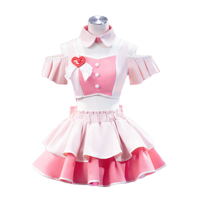 【Size S-2XL】DokiDoki-R Game Cosplay 4.5th Anniversary Costume White Pink Dress Cute Lolita