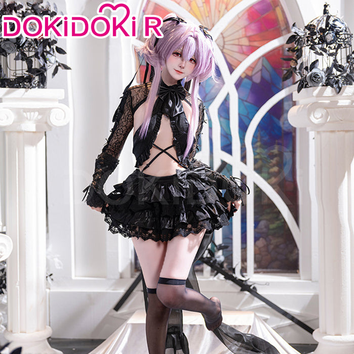 【Size S-2XL】DokiDoki-R Game Cosplay Costume Black Dress Jellyfish