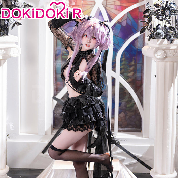 【Size S-2XL】DokiDoki-R Game Cosplay Costume Black Dress Jellyfish