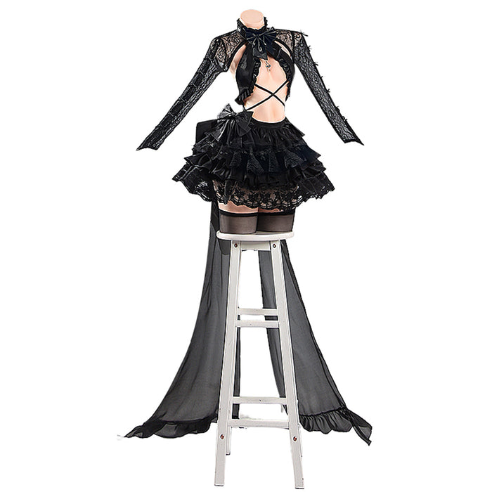 【Size S-2XL】DokiDoki-R Game Cosplay Costume Black Dress Jellyfish