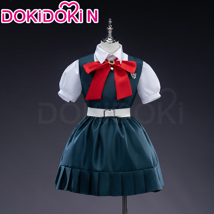 【Size S-3XL】DokiDoki-N Game Cosplay Green Red Bow Cute Costume School Uniform