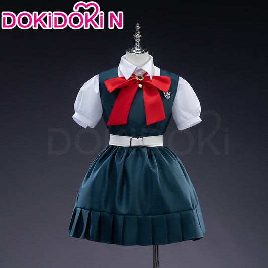 【Size S-3XL】DokiDoki-N Game Cosplay Green Red Bow Cute Costume School Uniform