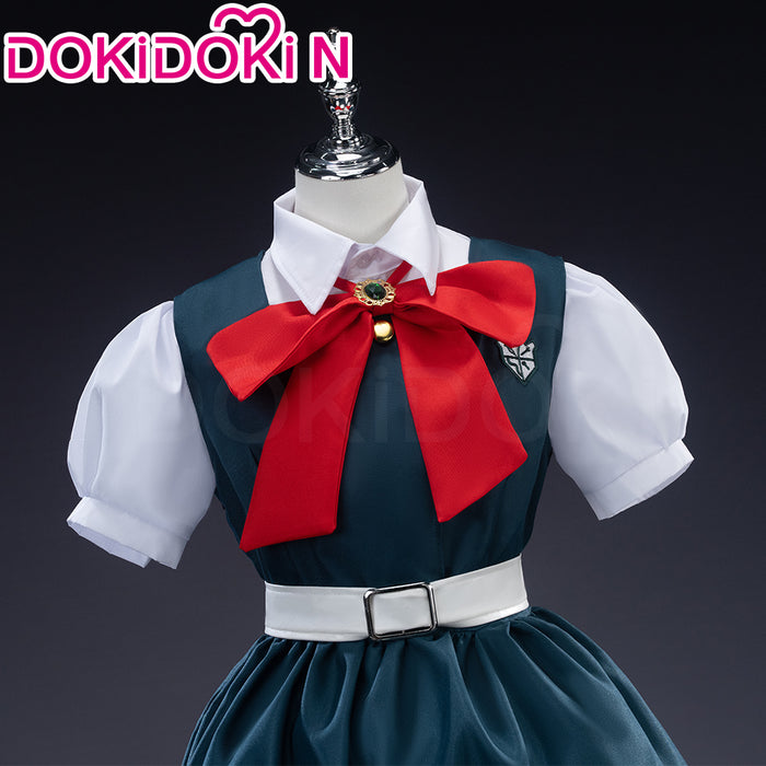 【Size S-3XL】DokiDoki-N Game Cosplay Green Red Bow Cute Costume School Uniform