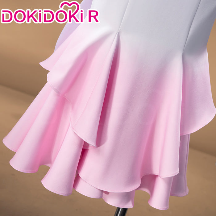 【Size S-3XL】DokiDoki-R Anime Cosplay White Pink Dress With Hat Cape Cute