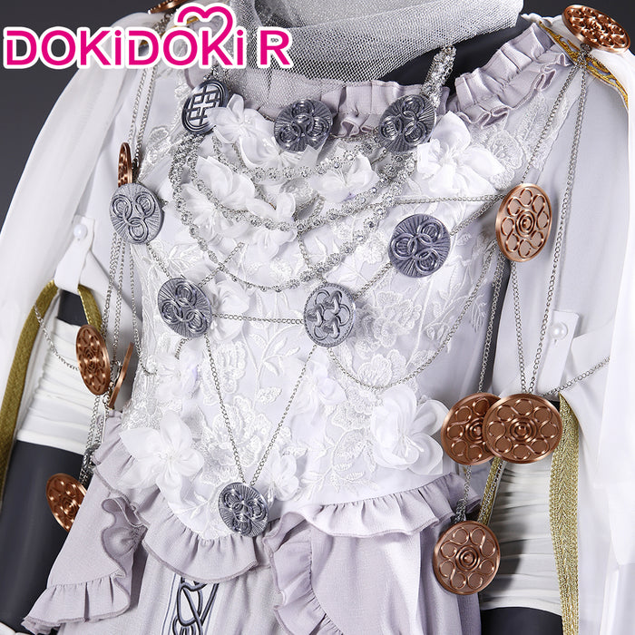 【Size S-3XL】DokiDoki-R Game Cosplay Costume White Golden Dress Dawn
