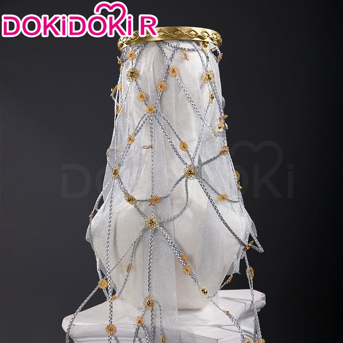 【Size S-3XL】DokiDoki-R Game Cosplay Costume White Golden Dress Dawn