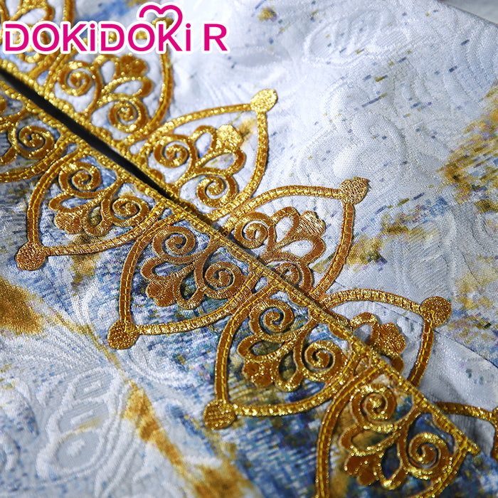 【Size S-3XL】DokiDoki-R Game Cosplay Costume White Golden Dress Dawn