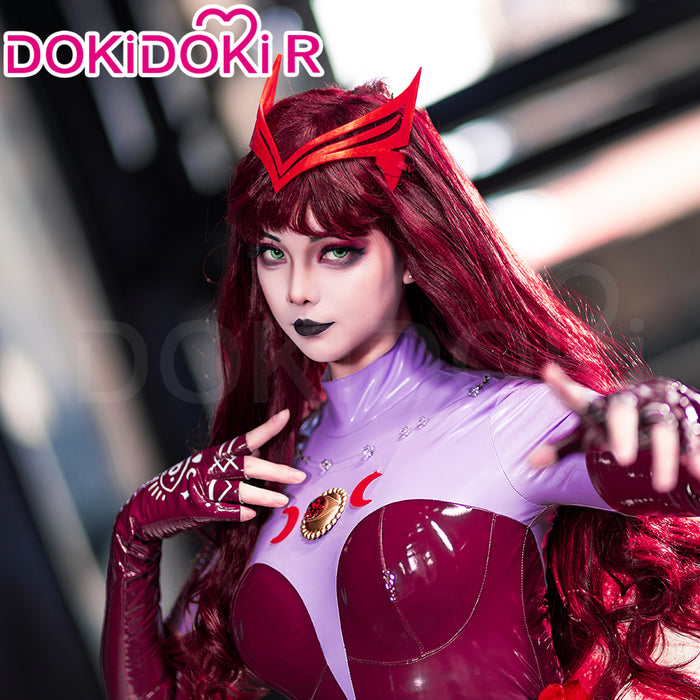 【Size S-3XL】Dokidoki-R Game Cosplay Costume Woman Tight-Fitting Magenta Bodysuit