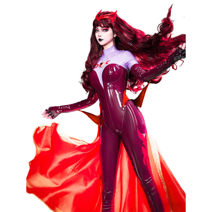 【Size S-3XL】Dokidoki-R Game Cosplay Costume Woman Tight-Fitting Magenta Bodysuit