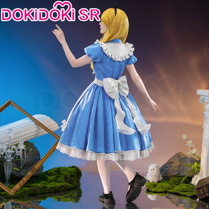 【Size S-3XL】DokiDoki-SR Anime Movie Cosplay Aliiceee Costume Blue Dress Maid Cute Halloween