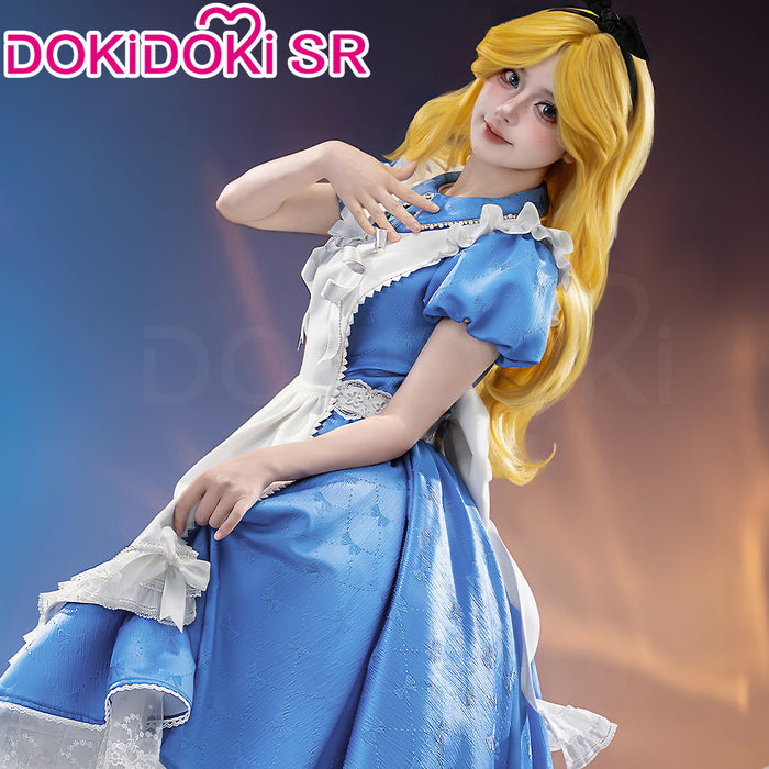 【Size S-3XL】DokiDoki-SR Anime Movie Cosplay Aliiceee Costume Blue Dress Maid Cute Halloween