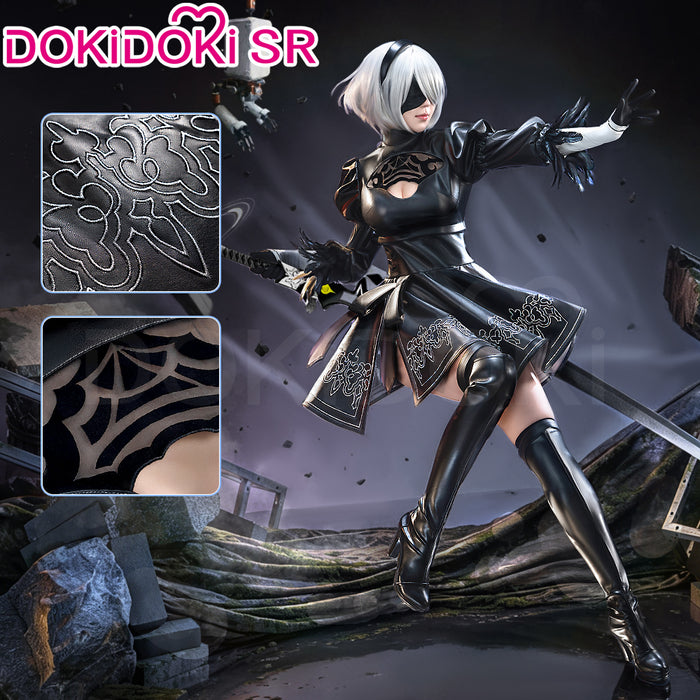 【Size S-3XL】DokiDoki-SR Cosplay Game Cosplay Black Dress Costume Women Leather Version