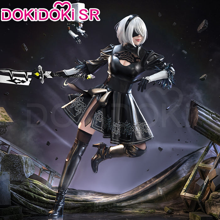 【Size S-3XL】DokiDoki-SR Cosplay Game Cosplay Black Dress Costume Women Leather Version