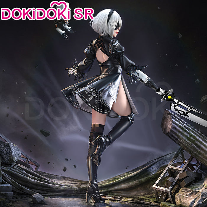 【Size S-3XL】DokiDoki-SR Cosplay Game Cosplay Black Dress Costume Women Leather Version