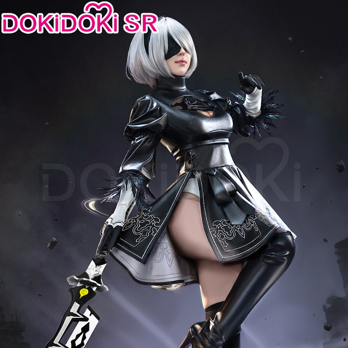 【Size S-3XL】DokiDoki-SR Cosplay Game Cosplay Black Dress Costume Women Leather Version