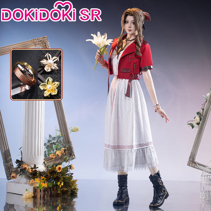 【Size S-3XL】DokiDoki-SR Game Cosplay Costume Red Coat White Dress Halloween