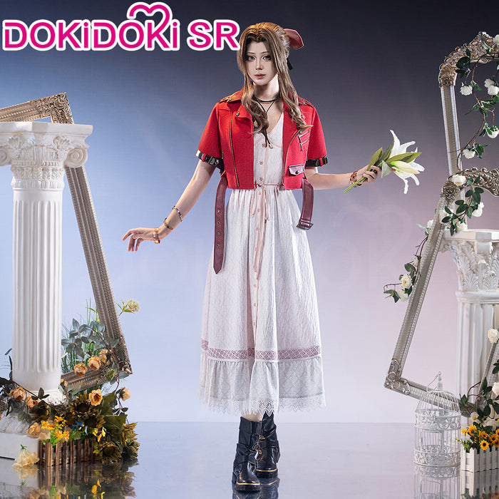 【Size S-3XL】DokiDoki-SR Game Cosplay Costume Red Coat White Dress Halloween