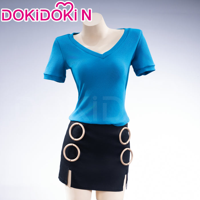 【Size XS-3XL】DokiDoki-N Movie Cosplay Women Costume Blue Shirt Black Dress Casual Wear Season 2