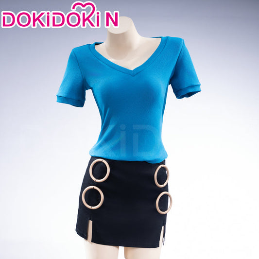 【Size XS-3XL】DokiDoki-N Movie Cosplay Women Costume Blue Shirt Black Dress Casual Wear Season 2