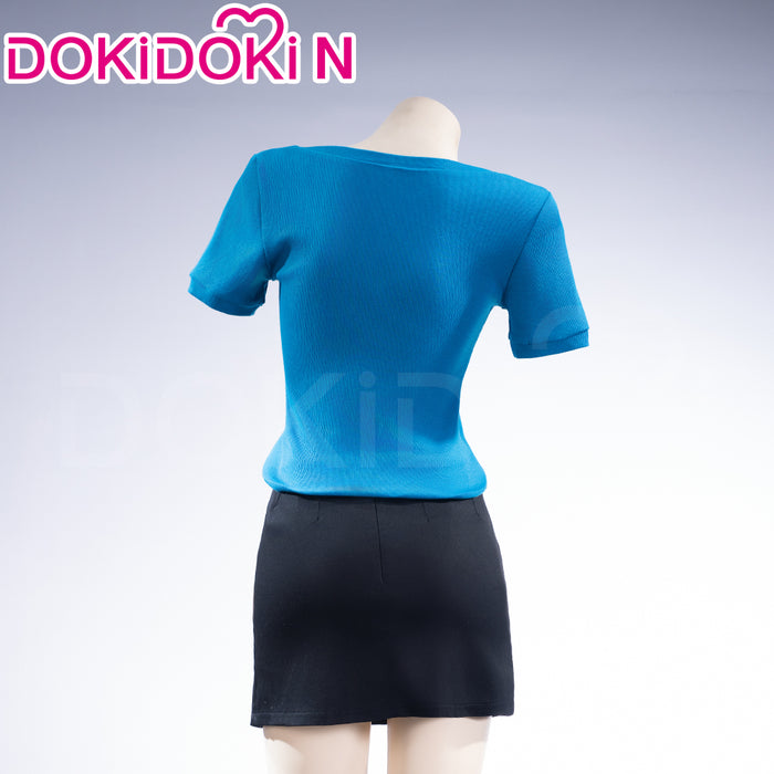 【Size XS-3XL】DokiDoki-N Movie Cosplay Women Costume Blue Shirt Black Dress Casual Wear Season 2