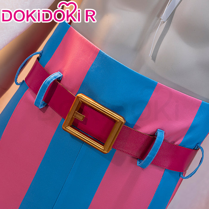 【Size XS-3XL】DokiDoki-R Anime Cosplay Costume Red Belt White Cloak Pink Blue Pants