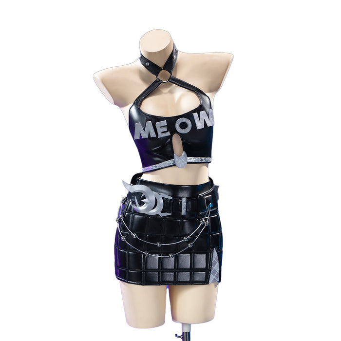 【Size XS-3XL】DokiDoki-R Game Cosplay Costume Black Sexy Dress Urban Predator Halloween