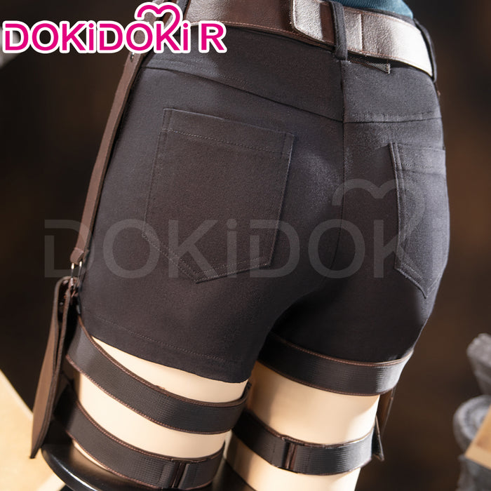 【Size XS-3XL】DokiDoki-R Game Cosplay Green Blue Vest Costume Belt With Glasses