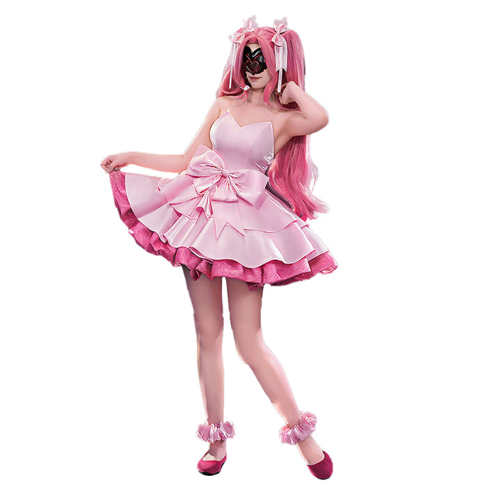 【Size XS-4XL】DokiDoki-R Music Project Cosplay Zombie Idol Costume Pink Dress Halloween
