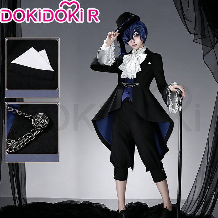 【Size XS-XL】DokiDoki-R Anime Cosplay Costume White Black Suit Birthday Outfit With Hat