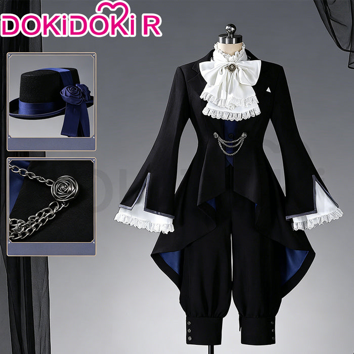 【Size XS-XL】DokiDoki-R Anime Cosplay Costume White Black Suit Birthday Outfit With Hat