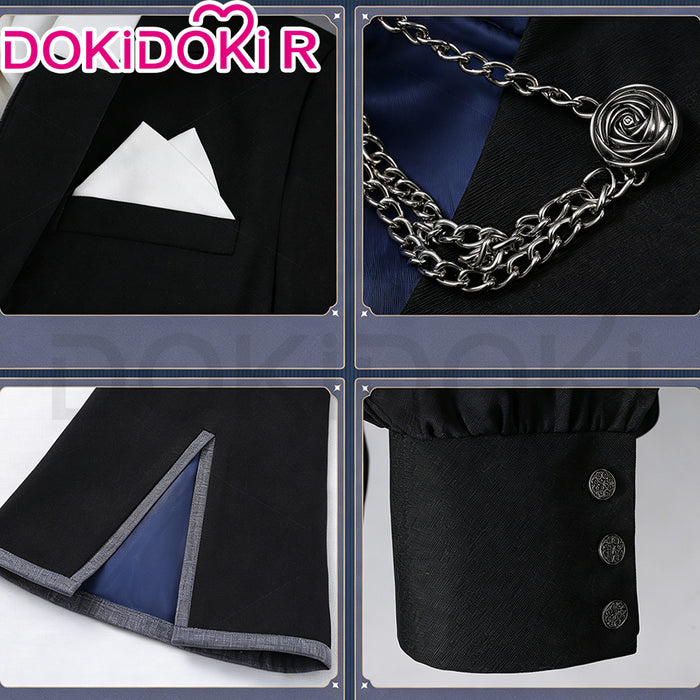 【Size XS-XL】DokiDoki-R Anime Cosplay Costume White Black Suit Birthday Outfit With Hat