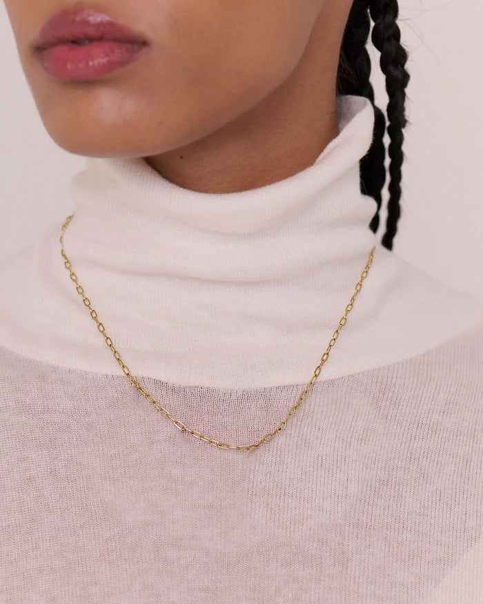 Small Flat Link Necklace Gold