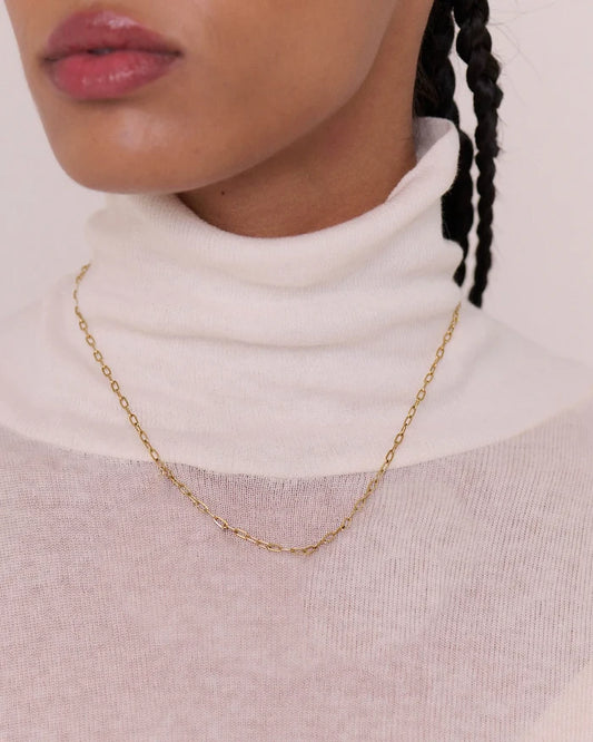 Small Flat Link Necklace Gold