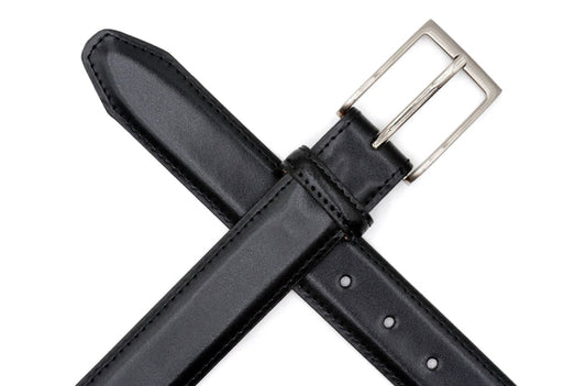 Smith 2 Buckle Leather Belt - Black